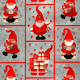 Gift Wrap Santas with presents, silver 23"x72"
